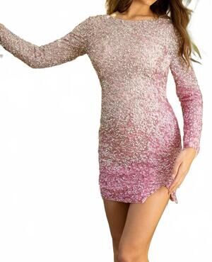 NEW PRIMAVERA long sleeve mini dress in pink ombre